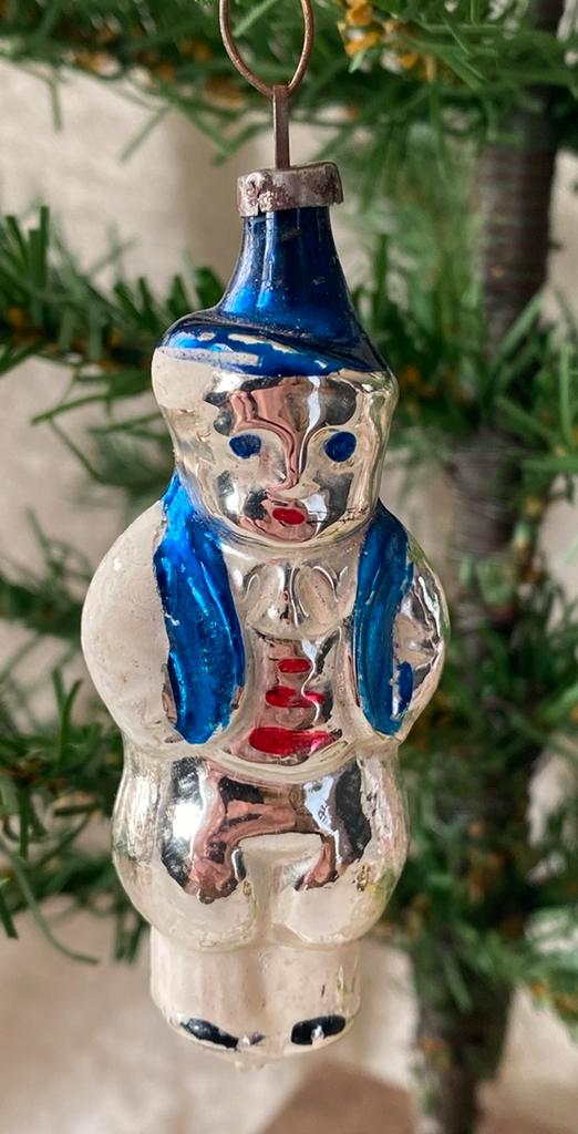 OUD ANTIEK GLAZEN KERSTBOOM KERSTBAL VERSIERING KABOUTER, Diversen, Kerst, Gebruikt, Ophalen of Verzenden