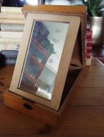 Houten oude scheerkist met spiegel zonder inhoud, Antiek en Kunst, Curiosa en Brocante, Ophalen of Verzenden