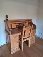 Te koop: geloogd eiken buro met stoel, Huis en Inrichting, Kasten | Secretaires, Ophalen, Gebruikt, Landelijk