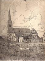 Bedum met Kerk  Pentekening Sievers 50/60er jaren, Antiek en Kunst, Ophalen of Verzenden