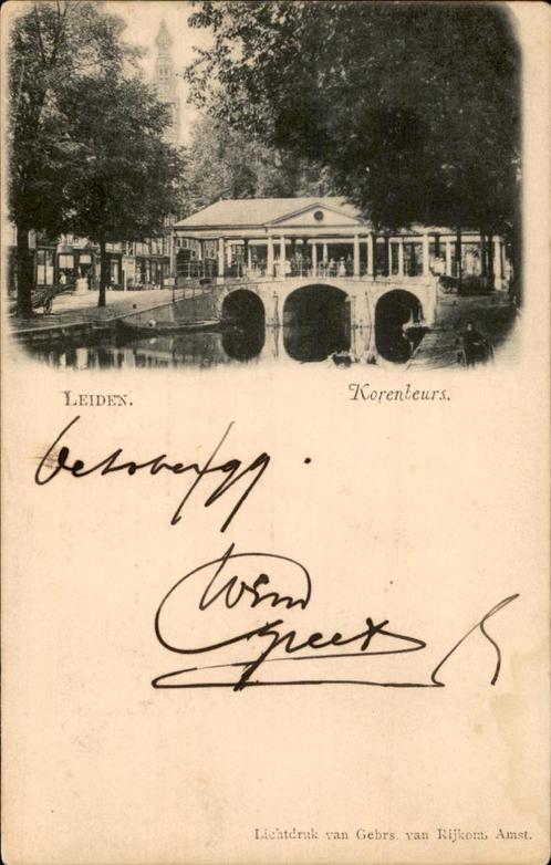 Leiden Korenbeurs 1899 lichtdruk Gebr. Van Rijken zie info, Verzamelen, Ansichtkaarten | Nederland, Ongelopen, Zuid-Holland, Voor 1920