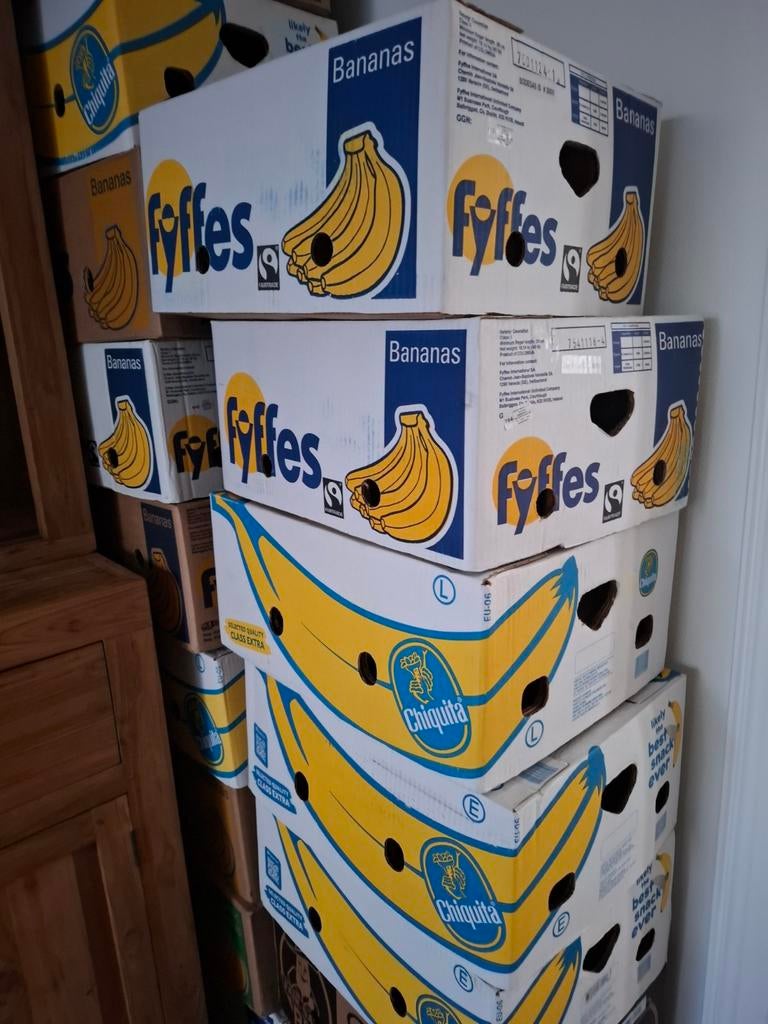 13 Lege bananendozen - Fyffes en Chiquita, Ophalen, Doos, 100 cm of meer, 60 cm of meer
