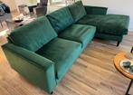Velvet groene bank, Huis en Inrichting, Ophalen, Zo goed als nieuw, Stof, Chaise longue bank