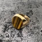 14k gouden ring zegelring tijgeroog steen, Sieraden, Tassen en Uiterlijk, Ringen, Ophalen of Verzenden, Nieuw, Goud