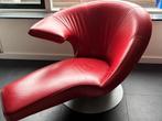 Fauteuil Leolux Parabolica, leder - Ferrari rood, Ophalen, Zo goed als nieuw, 75 tot 100 cm, Leer