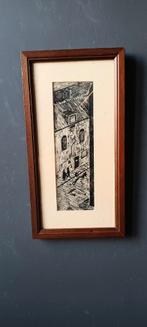 Oude, Duitse pentekening, pallisander lijsting,impressionism, Antiek en Kunst, Kunst | Litho's en Zeefdrukken, Ophalen of Verzenden