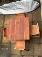 Massief houten bartafel met 4 bijpassende krukken, Ophalen, Zo goed als nieuw, Plank, Minder dan 200 cm