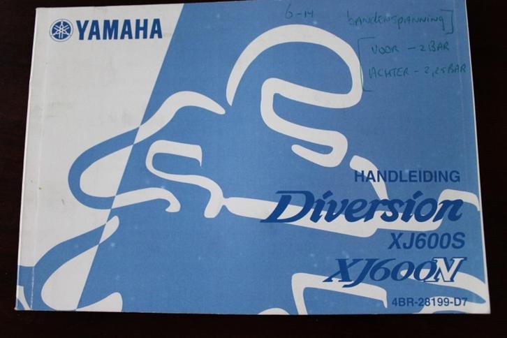 Yamaha XJ600 S / N Diversion 2000 motorfiets handleiding, Motoren, Handleidingen en Instructieboekjes, Yamaha, Ophalen of Verzenden