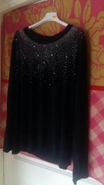 Longesleeve dun shirt lange mouw met strass voorop t/m 44, Zwart, Maat 42/44 (L), Ophalen of Verzenden, Zo goed als nieuw