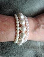 3 Parel armbanden (kunststof) kralen, Verzenden, Gebruikt, Wit, Kunststof of Plastic