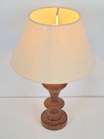Vintage tafellamp gedraaid hout ’70 spindel mid century lamp, Minder dan 50 cm, Gebruikt, Vintage, Ophalen of Verzenden