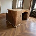 Vintage XL art deco bureau / tweezijdige desk, Antiek en Kunst, Antiek | Meubels | Tafels, Ophalen