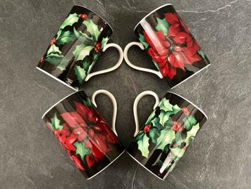 4 Dunoon  kerstmokken, hulst / kerstster beschikbaar voor biedingen