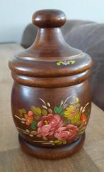 Houten Potje met Bloemmotief, Ophalen of Verzenden