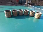 6 Goud/Bruine Bloempotjes, Gebruikt, Rond, Aardewerk, Tuin