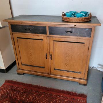 Vintage brocante oude eiken kast dressoir commode keukenkast beschikbaar voor biedingen