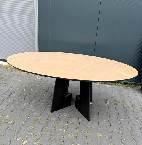 Ovale eiken print eettafel 180 x 100 cm, Huis en Inrichting, Tafels | Eettafels, Zo goed als nieuw, 200 cm of meer, Vijf personen of meer