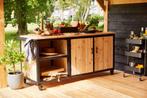Buitenkeuken 180+10 cm staal en douglas, Tuin en Terras, Buitenkeukens, Ophalen of Verzenden, Nieuw, Houtskool, Vrijstaand