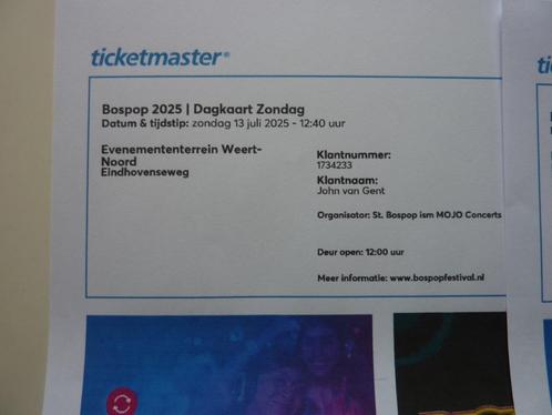 Bospop zondag 2 dagkaarten, Tickets en Kaartjes, Concerten | Jazz en Blues, Twee personen, Juli