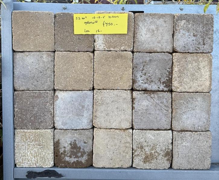 Restpartij 53 m² Betonstenen Brons 15x15x5cm, Tuin en Terras, Tegels en Klinkers, Nieuw, Klinkers, Beton, 10 m² of meer, Ophalen