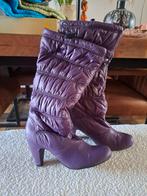 Paarse snowboots-look laarzen met hakje - Maat 36, Ophalen of Verzenden, Gedragen, Zwart, Hoge laarzen