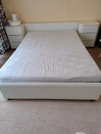 2 pers bed, 140cm, wit, netjes, Ophalen, Gebruikt, Wit, Tweepersoons