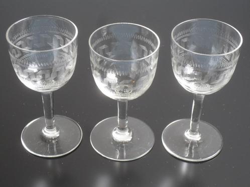 Art Deco 3 kristallen likeurglaasjes, A.D. Copier  Leerdam, Antiek en Kunst, Antiek | Glas en Kristal, Ophalen of Verzenden