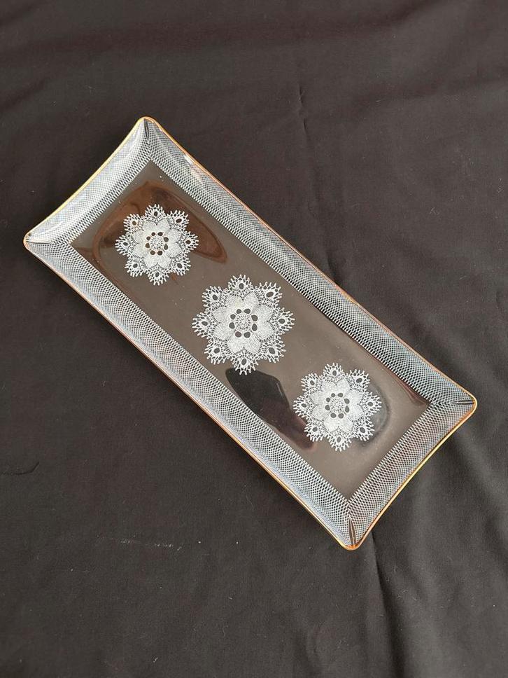 Glazen Cakeschaal, Huis en Inrichting, Woonaccessoires | Schalen en Manden, Gebruikt, Schaal, Rechthoekig, Glas, Ophalen of Verzenden