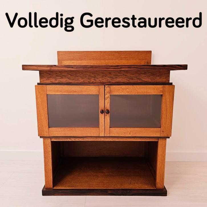 Art Deco thee kast Haagse School, P.E.L. Izeren 1920's, Huis en Inrichting, Kasten | Vitrinekasten, Zo goed als nieuw, Minder dan 100 cm