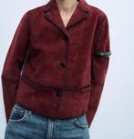 Zara echte leren burgundy rood kort  jasje blazer nieuw S, Zara, Nieuw, Ophalen of Verzenden, Jasje