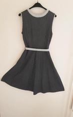 Vintage katoenen jurk, zwart/witte stip maat 38 € 12,50, Kleding | Dames, Ophalen of Verzenden, Zo goed als nieuw, Maat 38/40 (M)