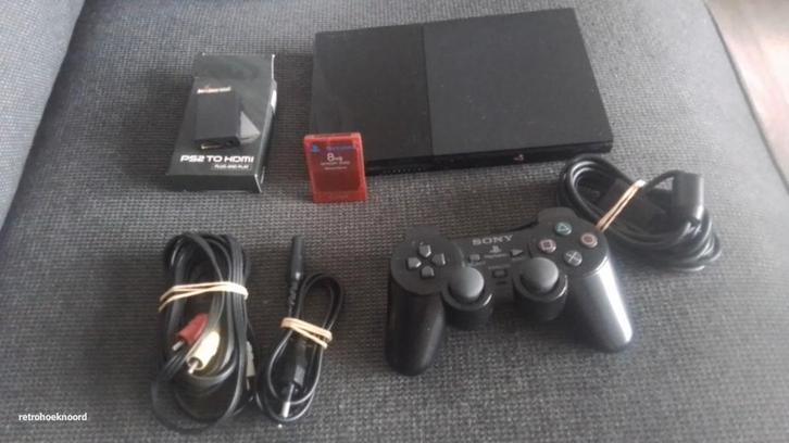 PlayStation 2 (PS2) met Controller & HDMI Adapter, Spelcomputers en Games, Spelcomputers | Sony PlayStation 2, Gebruikt, Met 1 controller
