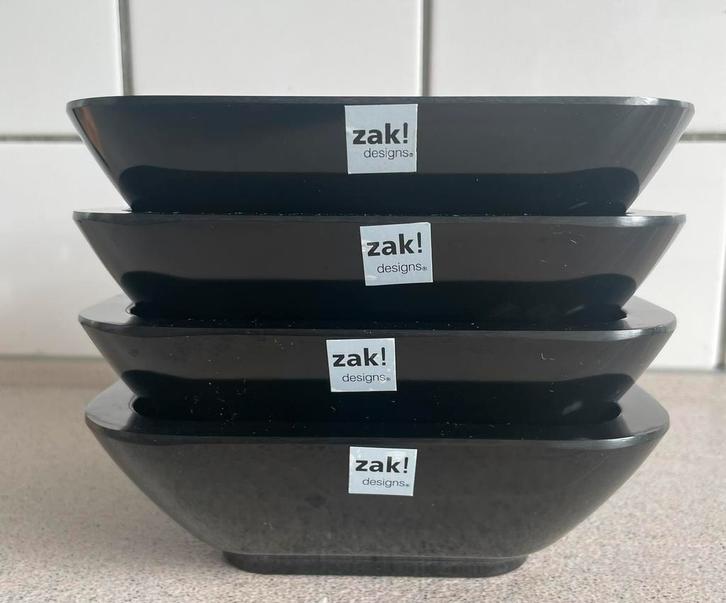4 prachtige zak design bakjes schaaltjes zwart, Huis en Inrichting, Keuken | Servies, Zo goed als nieuw, Schaal of Schalen, Overige stijlen
