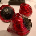 3 rode glazen heksenballen : 7 cm doorsnee, Diversen, Kerst, Ophalen of Verzenden, Gebruikt