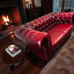 Vintage wijnrode chesterfield / tweezit / canapé, Ophalen