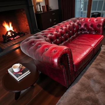 Vintage wijnrode chesterfield / tweezit / canapé beschikbaar voor biedingen