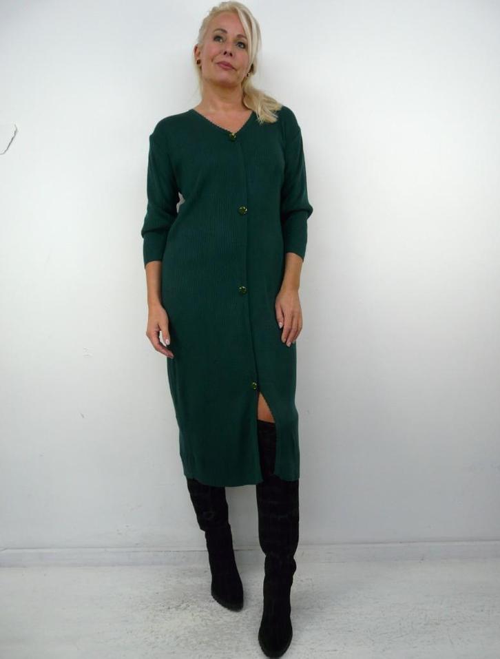 *Abfab Donkergroene Warme Jurk L*, Kleding | Dames, Jurken, Zo goed als nieuw, Maat 42/44 (L), Groen, Knielengte, Ophalen of Verzenden