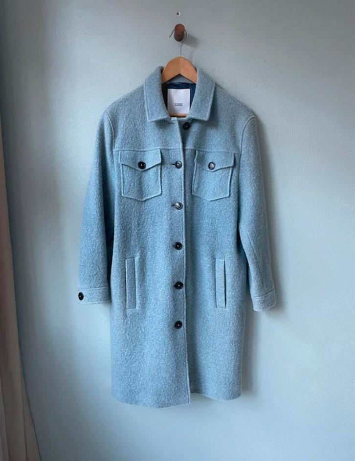 Closed 100% wol ijsblauw (S), Kleding | Dames, Jassen | Winter, Zo goed als nieuw, Maat 36 (S), Blauw, Verzenden
