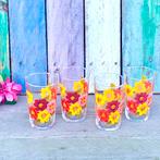 Vintage limonade glaasjes Arcoroc met bloemen kinderglazen, Verzamelen, Glas en Borrelglaasjes, Frisdrankglas, Gebruikt, Ophalen of Verzenden