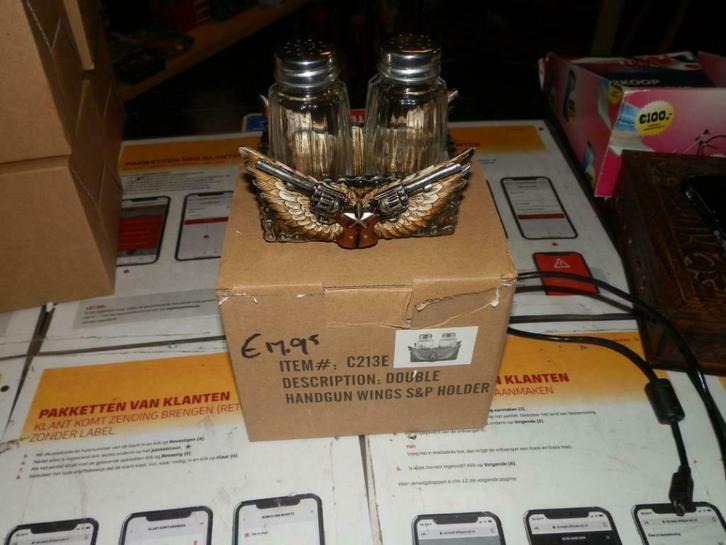 Peper en Zoutstel double gun 12 cm revolver western, Huis en Inrichting, Keuken | Keukenbenodigdheden, Nieuw, Ophalen of Verzenden