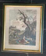 Gravure badende vrouw bij bron met herder, italiaans, Antiek en Kunst, Ophalen