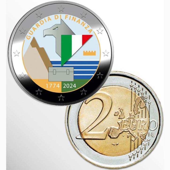 2 Euro Italie 2024 UNC - Financiële Politie - Gekleurd, Postzegels en Munten, Munten | Europa | Euromunten, Losse munt, 2 euro