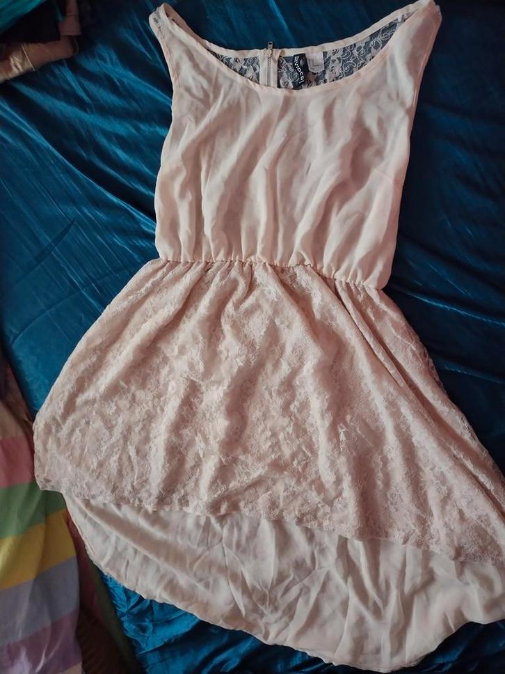 Doorzichtig jurkje maat 42, Kleding | Dames, Jurken, Zo goed als nieuw, Maat 42/44 (L), Beige, Boven de knie, Ophalen of Verzenden