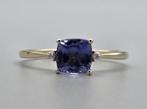 Gouden Vintage ring edelsteen tanzaniet en diamant. 2025/653, 18 tot 19, ., Paars, Ophalen of Verzenden