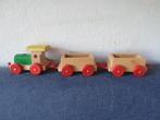 Houten Speelgoed Treintje met 2 Wagons, Ophalen of Verzenden, Gebruikt, Rij- of Hobbelspeelgoed