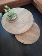 2 Ronde Salontafels - Hout & Metaal, Huis en Inrichting, Ophalen, Rond, Zo goed als nieuw, Metaal