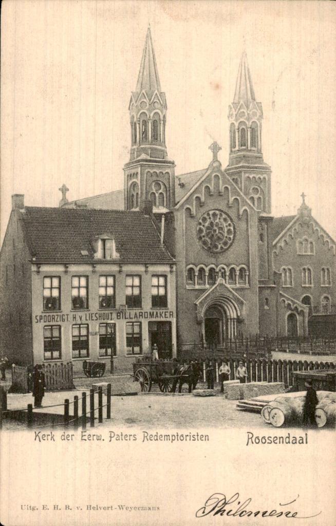 Roosendaal - Kerk der Eeuw. Paters Redemptoristen, Verzamelen, Ansichtkaarten | Nederland, Gelopen, Noord-Brabant, Voor 1920, Ophalen of Verzenden