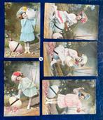 5 x antieke paaskaarten meisje met ei, zeer oude kaarten, Gebruikt, Ophalen of Verzenden, X, X