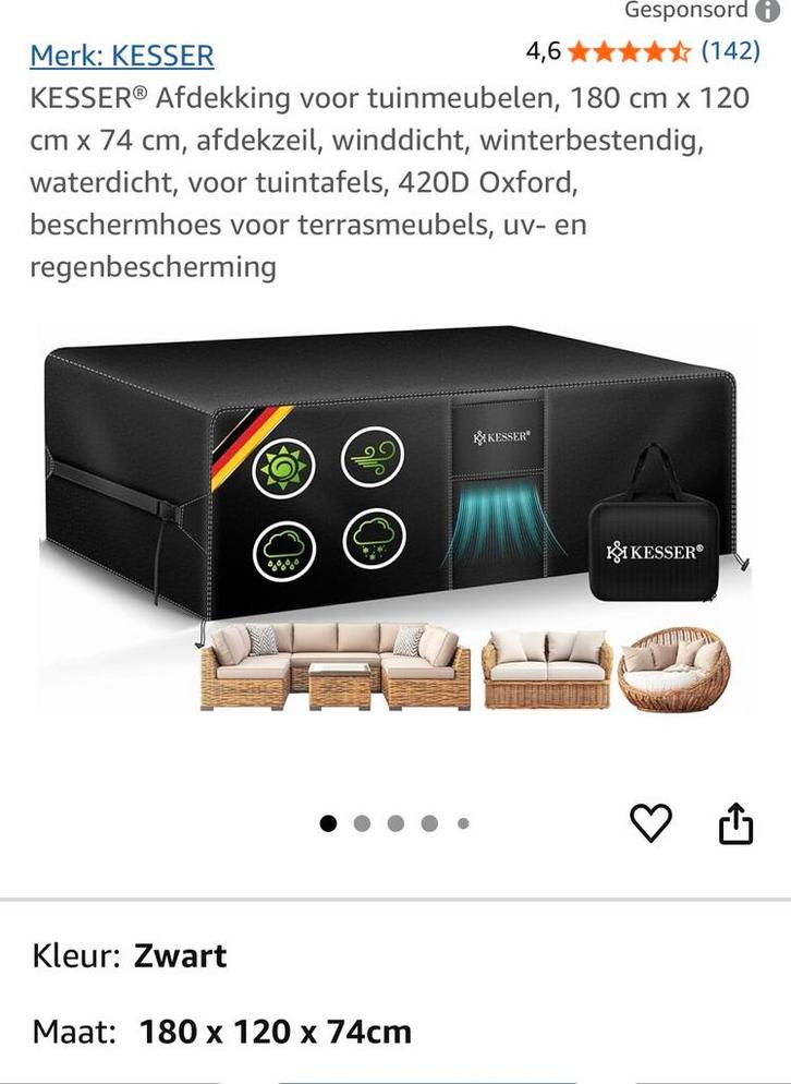 Kesser Tuinmeubel Afdekhoes 180x120x74cm, Tuin en Terras, Tuinmeubel-accessoires, Nieuw, Ophalen of Verzenden