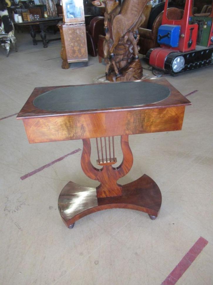 Oer 11316 ANTIEK mahoniehouten wandtafel met harp, Antiek en Kunst, Antiek | Overige Antiek, Ophalen